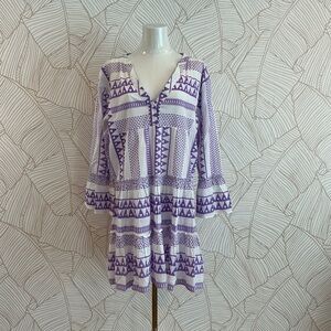 Purple and White Patterned Dress